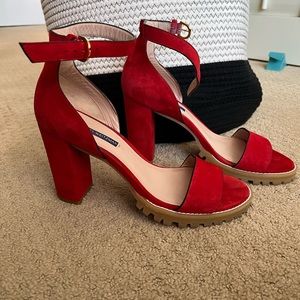 Stuart Weitzman Red Suede rubber bottom sandals size 10